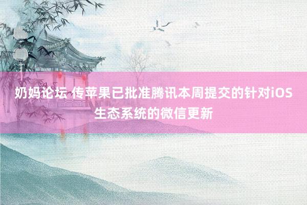 奶妈论坛 传苹果已批准腾讯本周提交的针对iOS生态系统的微信更新