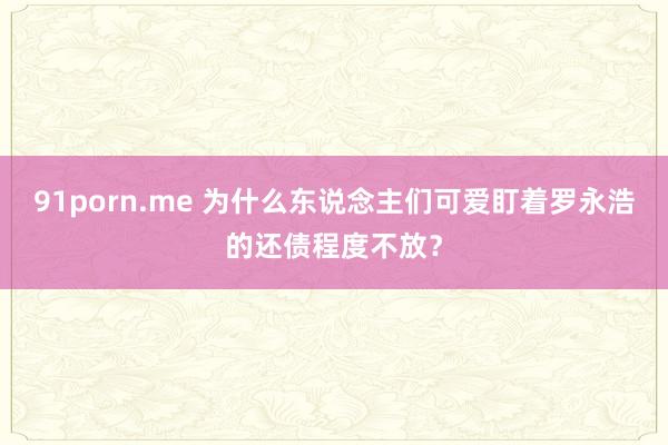 91porn.me 为什么东说念主们可爱盯着罗永浩的还债程度不放？