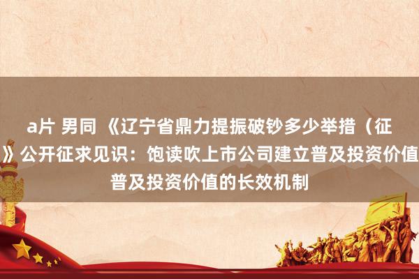 a片 男同 《辽宁省鼎力提振破钞多少举措（征求见识稿）》公开征求见识：饱读吹上市公司建立普及投资价值的长效机制