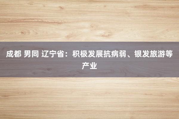 成都 男同 辽宁省：积极发展抗病弱、银发旅游等产业